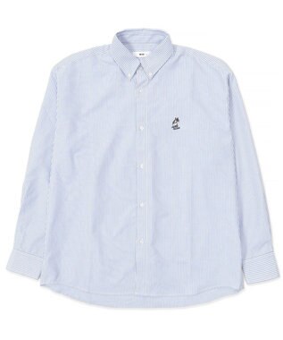 WEGO 【ユニセックス着用ITEM/MLサイズ展開】オックスフォードワンポイントシャツ（LS） ブルーストライプ