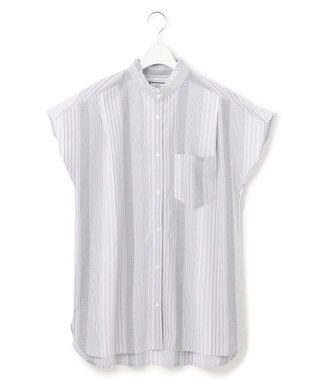 J.PRESS YORK STREET 【WOMEN】キャップスリーブ マルチストライプブラウス グレー系1