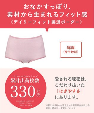 Wing ショーツ 綿混(身生地部) ここちよいフィット感 ムレにくい(身生地部) 【デイリーフィット 綿混ボーダー】 はきこみ丈ふかめ EC3650 ウイング／ワコール ピンク