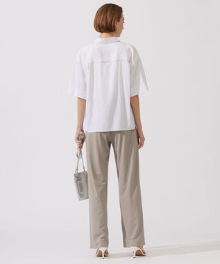 ICB 【洗える】T/Rドライリネン クロップドシャツ オフホワイト系