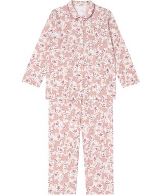 Wing パジャマ 長袖 長ズボン 綿100％(肌側) ふんわりやわらか素材 保温性 ゆったりシルエット シャツタイプ レディース EP5067 ウイング／ワコール