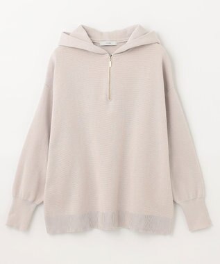 ANY 【洗濯機可】ハーフジップアップ ニットフーディ オイスター