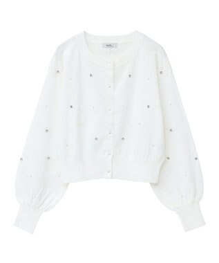 earth music&ecology パール＆ビジューカーディガン Ivory