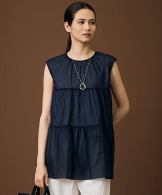 自由区 ノースリーブコットン ブラウス