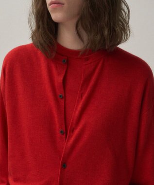 ATON GARMENT DYED CASHMERE SILK | クルーネックカーディガン RED