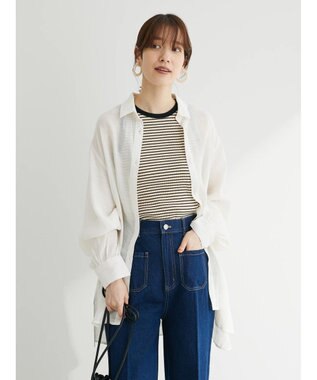 Green Parks ジャガードシアーシャツ Off White