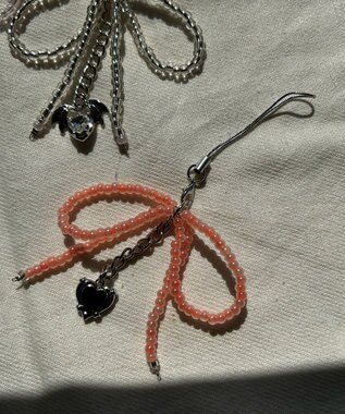 WEGO リボンビーズストラップキーホルダー 柄6