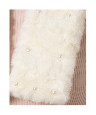 UNBILLION カシュネ cache nez / パール付フェイクファーマフラー ホワイト