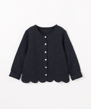 ANY KIDS リボン ジャガード カーディガン ネイビー