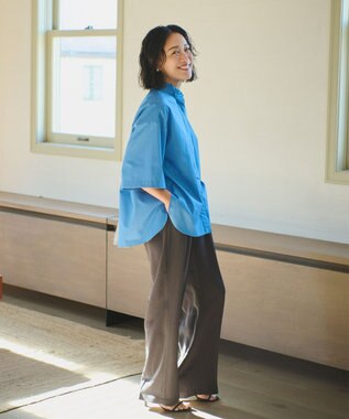 #Newans 【ANSWER for モダンベーシック】バックスリットオーバーシャツ ブルー系