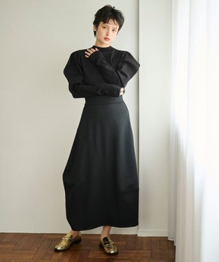 #Newans 【洗える】スクエアショルダーポイントニット ブラック