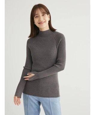 Green Parks ・Ｐｅｔｉｔ　Ｆｌｅｕｒ　ボトルネックリブニット Charcoal Gray