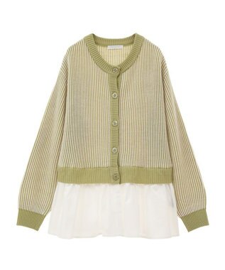 Green Parks 配色リブドッキングチュニック Green