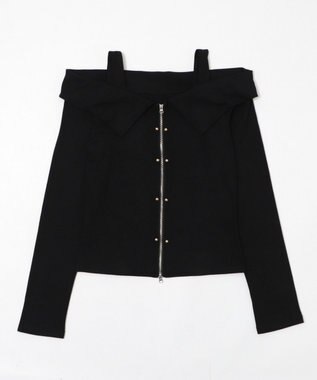 WEGO オフショルスタッズデザイントップ ブラック