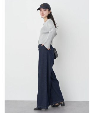 earth music&ecology ボタンフライワイドデニムパンツ Indigo