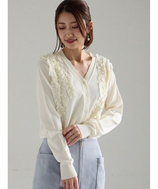 Te chichi フリルVネックカーディガン