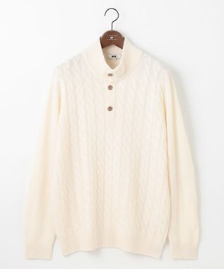 JOSEPH ABBOUD 【キングサイズ・カシミヤ混/洗える】カシミヤブレンド ハイネック プルオーバー ニット ホワイト系