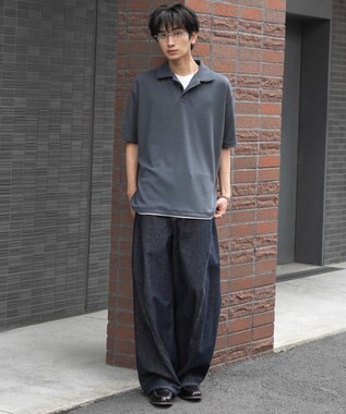WEGO 【ユニセックス着用ITEM】フェイクレイヤードニットポロシャツ（SS） ブルー