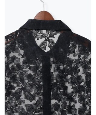 Te chichi オーガンジー刺繍ハーフスリーブシャツ ブラック