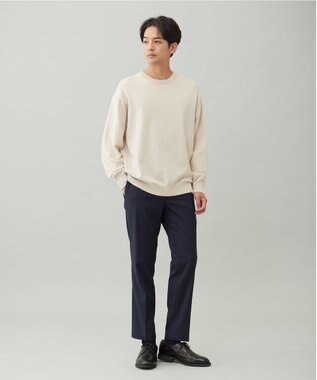 UNFILO MENS 【OCEANS 雑誌・web・YouTube 掲載】FLANNEL TOUCH 機能美パンツ スリム ネイビーストライプ