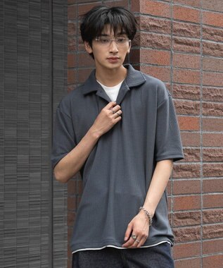 WEGO 【ユニセックス着用ITEM】フェイクレイヤードニットポロシャツ（SS） ブルー