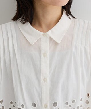 Green Parks スカラップ刺しゅうブラウス Off White
