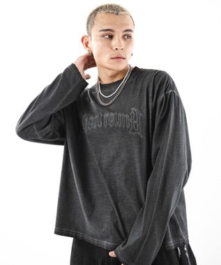 WEGO 【ユニセックス着用ITEM/MLサイズ展開】コールドダイダメージアップリケT（LS） スミクロ