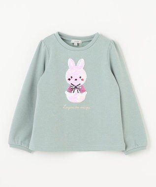 ANY KIDS 裏シャギーミラクルスパンコールトレーナー ミント（雪だるま×ウサギ）