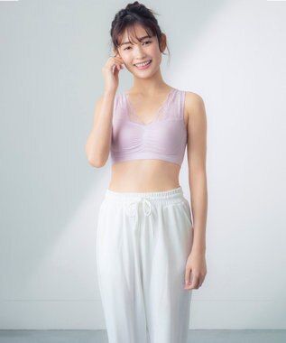 Wing ノンワイヤーブラ バストの脇流れを防ぐ 就寝中も日中のくつろぎタイムも 【ナイトアップブラ ルーム】 ブラジャー ナイトブラ KB3511 ウイング／ワコール パープル