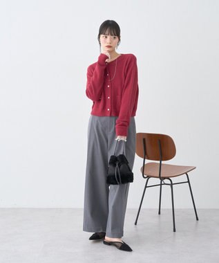 earth music&ecology 【イージーケア】パウダーシャギークルーネックカーディガン Bordeaux