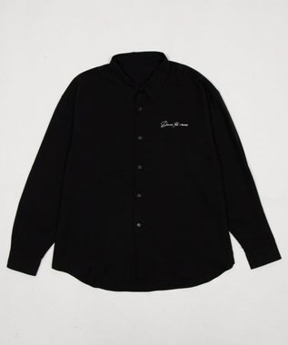 WEGO ワンポイントルーズシャツ（LS） ブラック