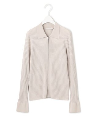 ICB 【洗える】シルクヴィスコースハイゲージ ジップアップカーディガン トープ系