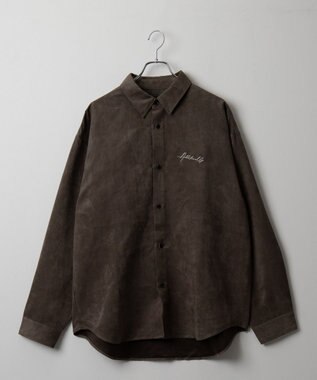 WEGO フェイクスウェードワンポイントBIGシャツ（LS） ブラウン