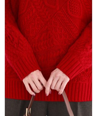 AMERICAN HOLIC パッチワークケーブルニットチュニック Red