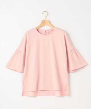 組曲 【汗ジミ防止・撥水】GIZAプレーティング天竺 袖フレア Tシャツ ピンク系