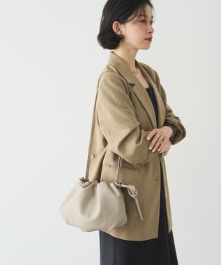 russet レザー巾着4WAYショルダーバッグ(CE-1454) GrayBeige