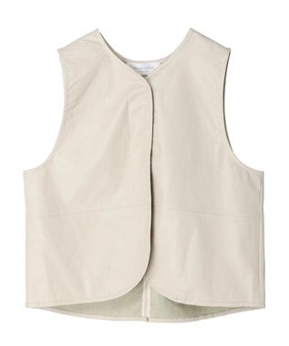 Green Parks フェイクレザーベスト Ecru