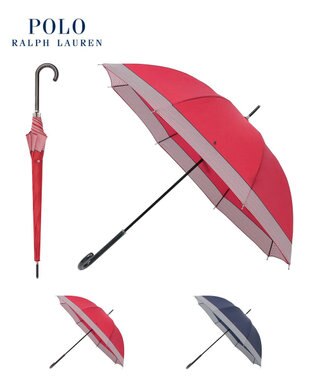 MOONBAT 【WEB限定】POLO RALPH LAUREN（ポロ ラルフローレン）長傘 ワンポイントポロポニー×裾ボーダー 8本骨 レッド