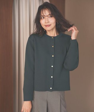ANY 【UVカット・洗濯機可】クロップド丈スナップカーディガン ダークグリーン