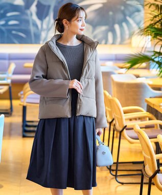 Tiaclasse 【洗える】タフタスカートドッキングワンピース ネイビー