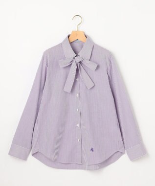 組曲 S 【加藤ローサさん着用】コットンタッチシャーティングボウタイ付き シャツ パープル系1