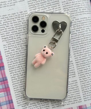 WEGO フロッキーくまキーホルダー ピンク