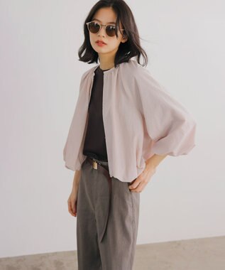 23区 L 【洗える】リネンレーヨンストレッチ ワイド パンツ ダークブラウン系