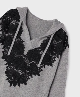 GRACE CONTINENTAL ケミカルレースニットワンピース グレー