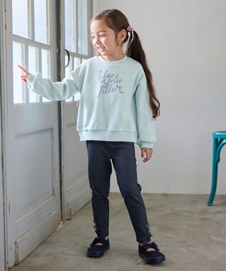 ANY KIDS 裾リボン 無地レギンス ネイビー