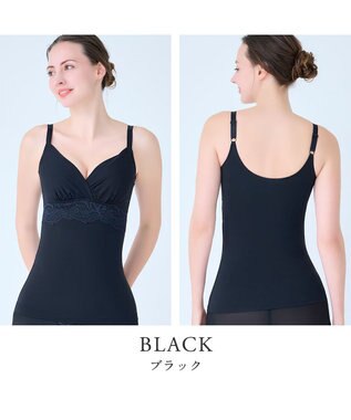 BRADELIS New York 【BRADELIS NewYork peace】綿混ストレッチハイブリッドハートカップブラキャミ25 ブラデリス 補正 下着 カップ付き ブラトップ シェイパー ブラック