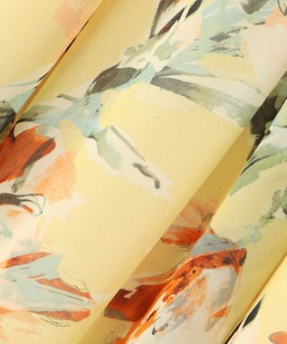 自由区 L 【ウエストゴム・洗える】ペイントフラワープリント スカート イエロー