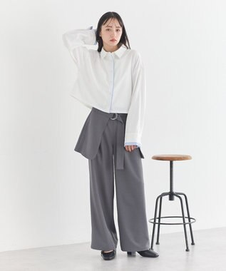 earth music&ecology パイピングショートシャツ Off White