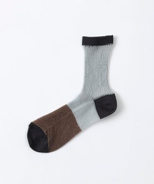 TRICOTE シアーバイカラーリブソックス 90WHITE