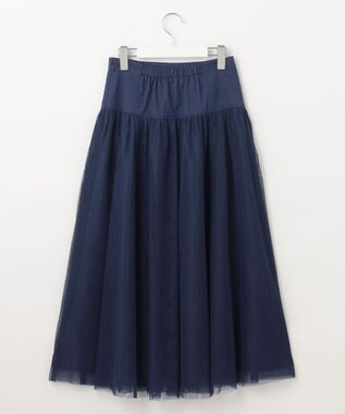 Feroux 【洗える】コルセットチュール スカート ネイビー系